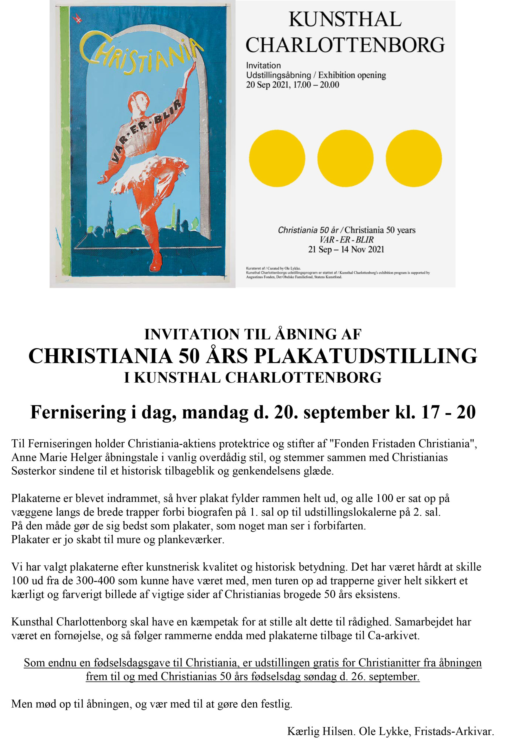 Christianias plakatudstilling Kunsthal Charlottenborg – Christiania