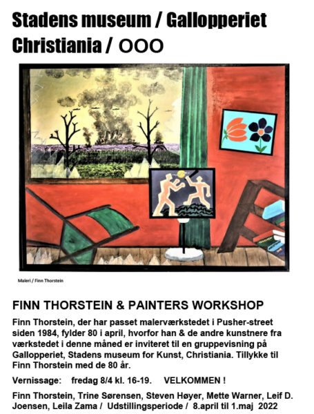 FINN THORSTEIN & PAINTERS WORKSHOP Vernissage: fredag 8/4 kl. 16-19. VELKOMMEN I GALLOPPERIET!